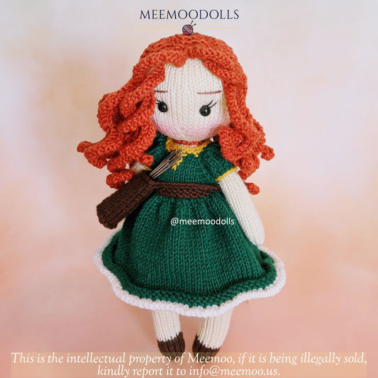 Knit Scottish princess. Knitted toy Patterns. Meemoodolls.