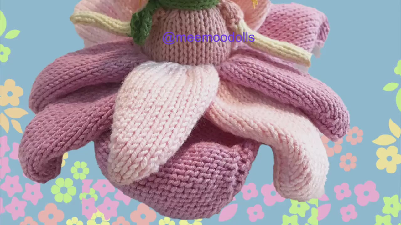 Knit Magnolia Fairy. Knit doll pattern. Knitted toy patterns. Meemoodolls.