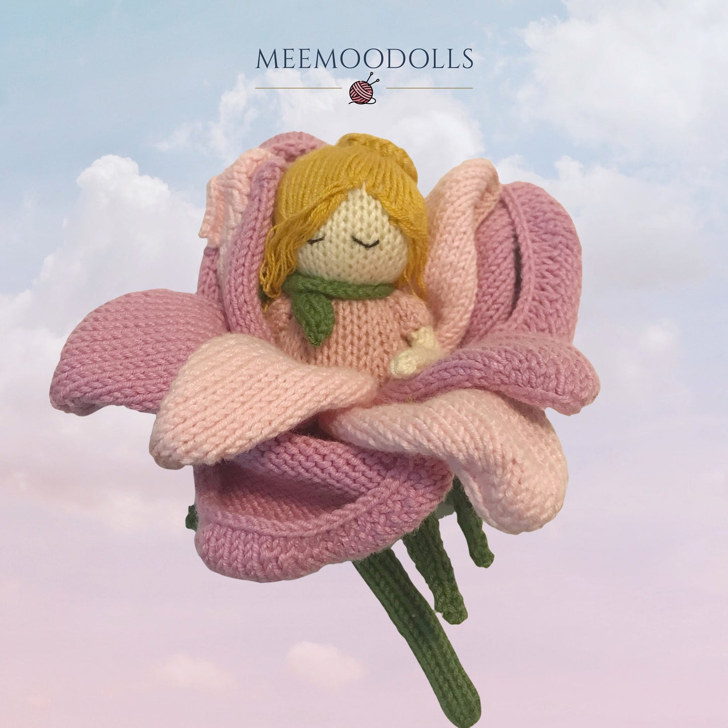 Knit Magnolia Fairy. Knit doll pattern. Knitted toy patterns. Meemoodolls.