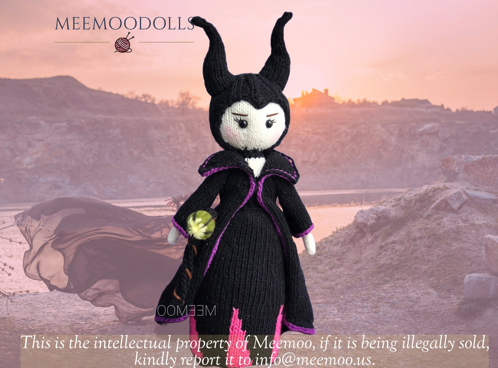 Knit EVIL FAIRY. Knitted Toy Patterns. Meemoodolls.