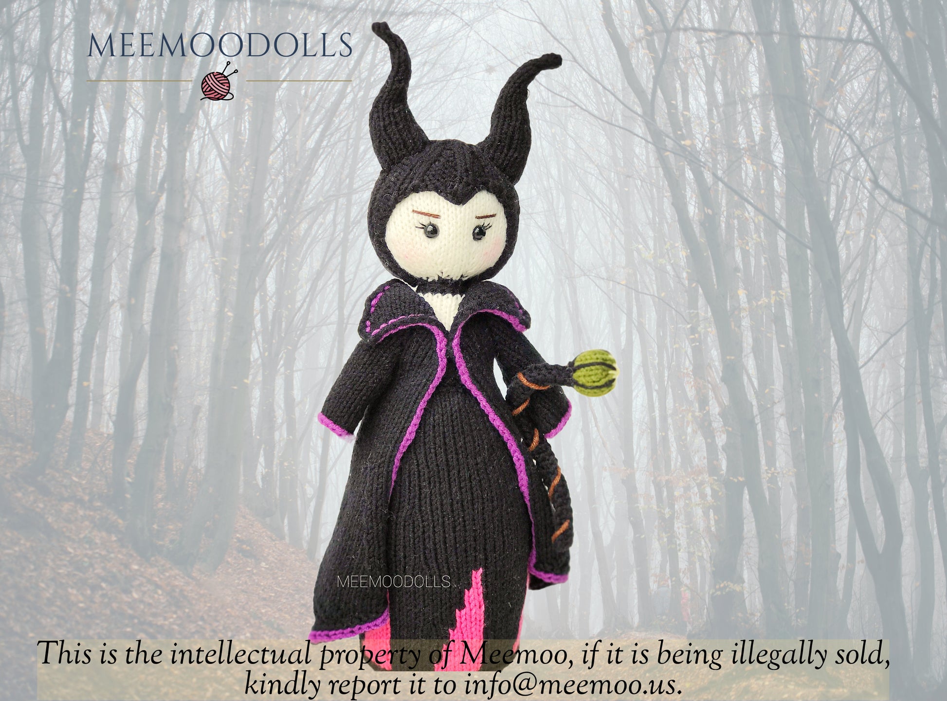 Knit EVIL FAIRY. Knitted Toy Patterns. Meemoodolls.