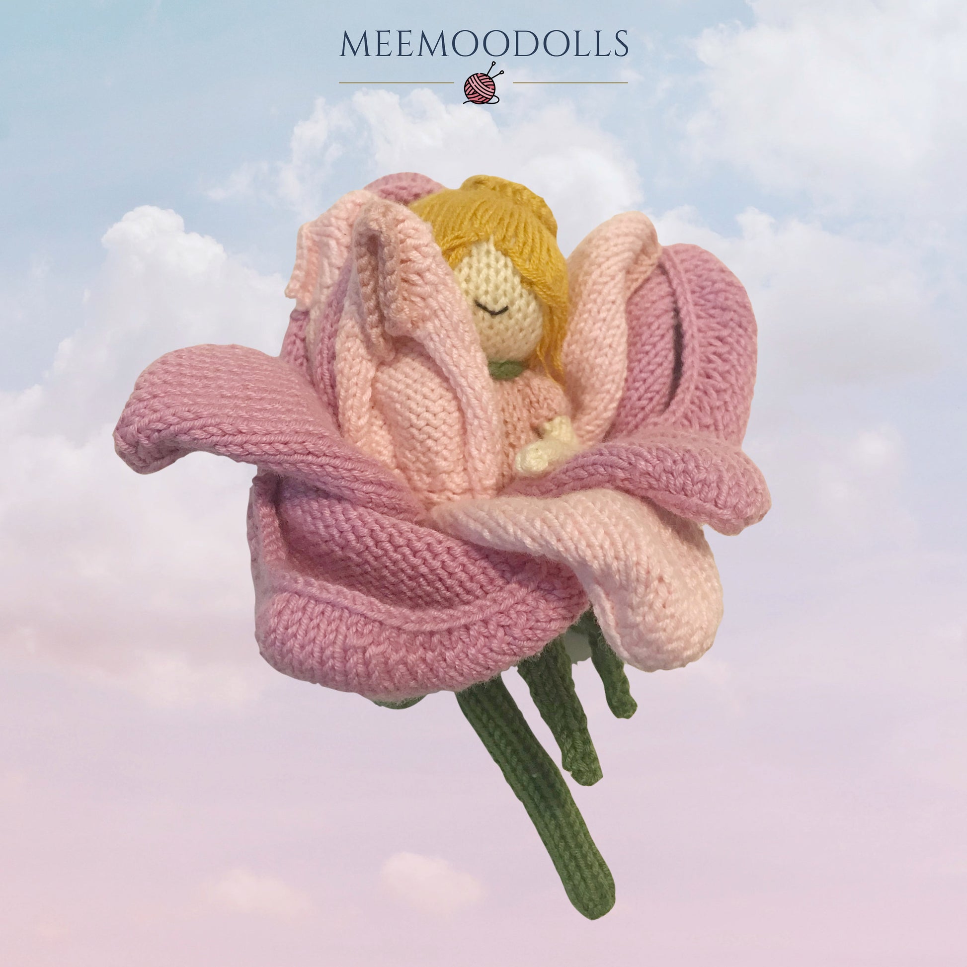 Knit Magnolia Fairy. Knit doll pattern. Knitted toy patterns. Meemoodolls.