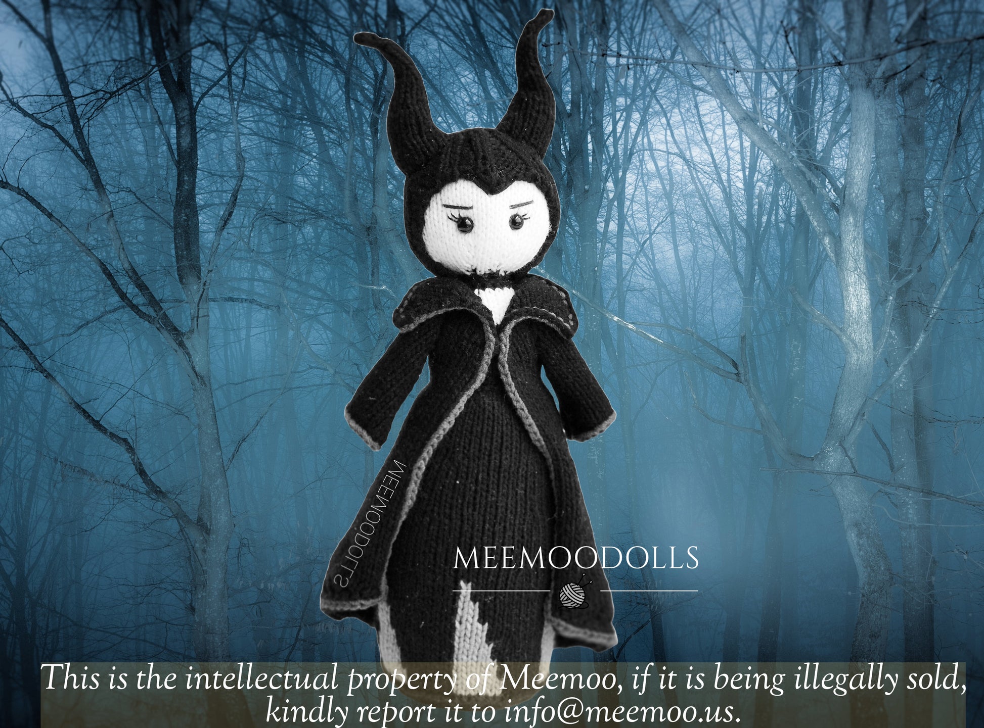 Knit EVIL FAIRY. Knitted Toy Patterns. Meemoodolls.