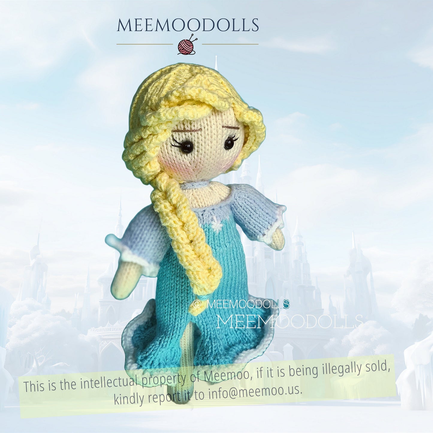 Knit Snow Queen Doll. Knitted toy patterns. Meemoodolls